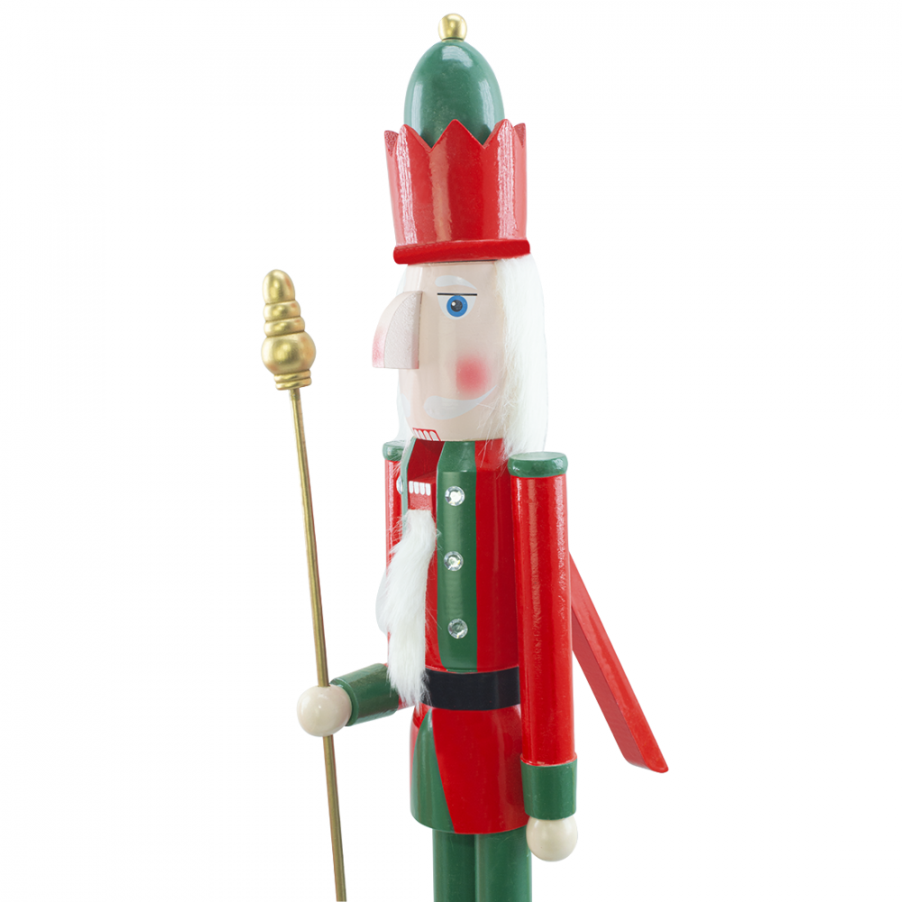 Soldat Casse-Noisette En Bois Rose 120 Cm – Décoration De Noël Avec Sceptre, Neuf