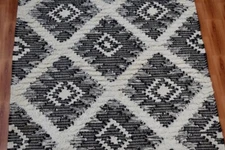 Black and White Wool Kilim 2.5x3.5 Floral Door Mat Rugs Afghan Hand Woven
