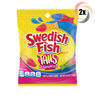 2x Bags Swedish Fish Tails 2in1 Flavors Soft & Chewy Gummy Candy | 3.6oz