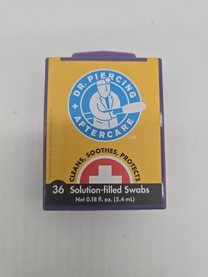 Swabs   Piercing Bump Saline Solution for Cleansing Earring, Nose, Belly, and...