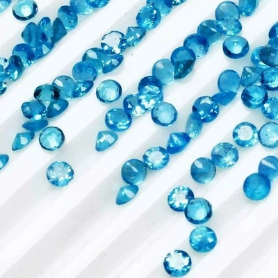 Großhandelslos, 1,8 mm bis 2,5 mm, runder facettierter blauer Apatit, lose... - Bild 1 von 3