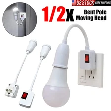 E27 Plug in Light Socket, Outlet Adapter, Flexible Neck Extension Lamp Bulb Hold