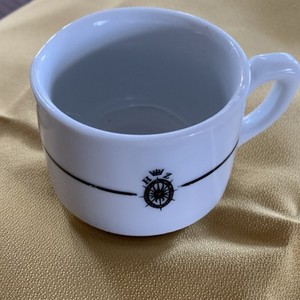 San Rafael Almansa Ceramic Coffee Mug White/Black Stripe Crest Logo