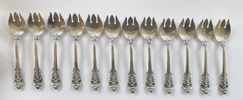 12 Wallace Grande Baroque Sterling Ice Cream Forks