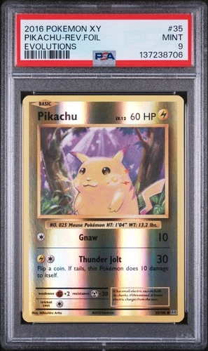 Pikachu Reverse Holo 35/108 Evolutions Pokemon PSA 9
