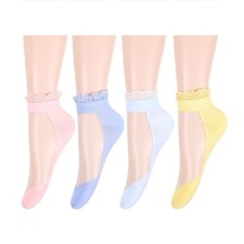 Benefeet Sox Womens Girls Sheer Mesh Socks Medium, 4 Pack-solid Color