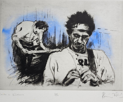 Ronnie Holz Keith Richardsin Killdare '94 Ätzung Handsigniert Rolling Stones Art