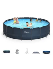 EVAJOY 18FT X 52IN METAL FRAME SWIMMING POOL SET ROUND ABOVE ROUND SET - BLUE