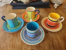 Whittard Of Chelsea 4 Espresso Cups & 4 Saucers Multi-colour set  Handpainted