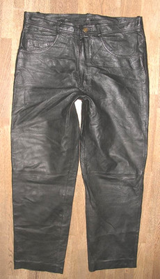 / FRONTLINE / Herren- LEDERJEANS Lederhose schwarz aus Glattleder ca. W35 / L29