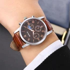New Leisure Business Male Watch Quartz Sports Casual Leather Men's Relogio Watch