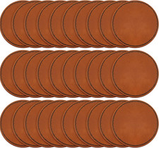 30 Pcs Blank Leather Hat Patches with Adhesive 2.5 Inch round Laserable Leathere