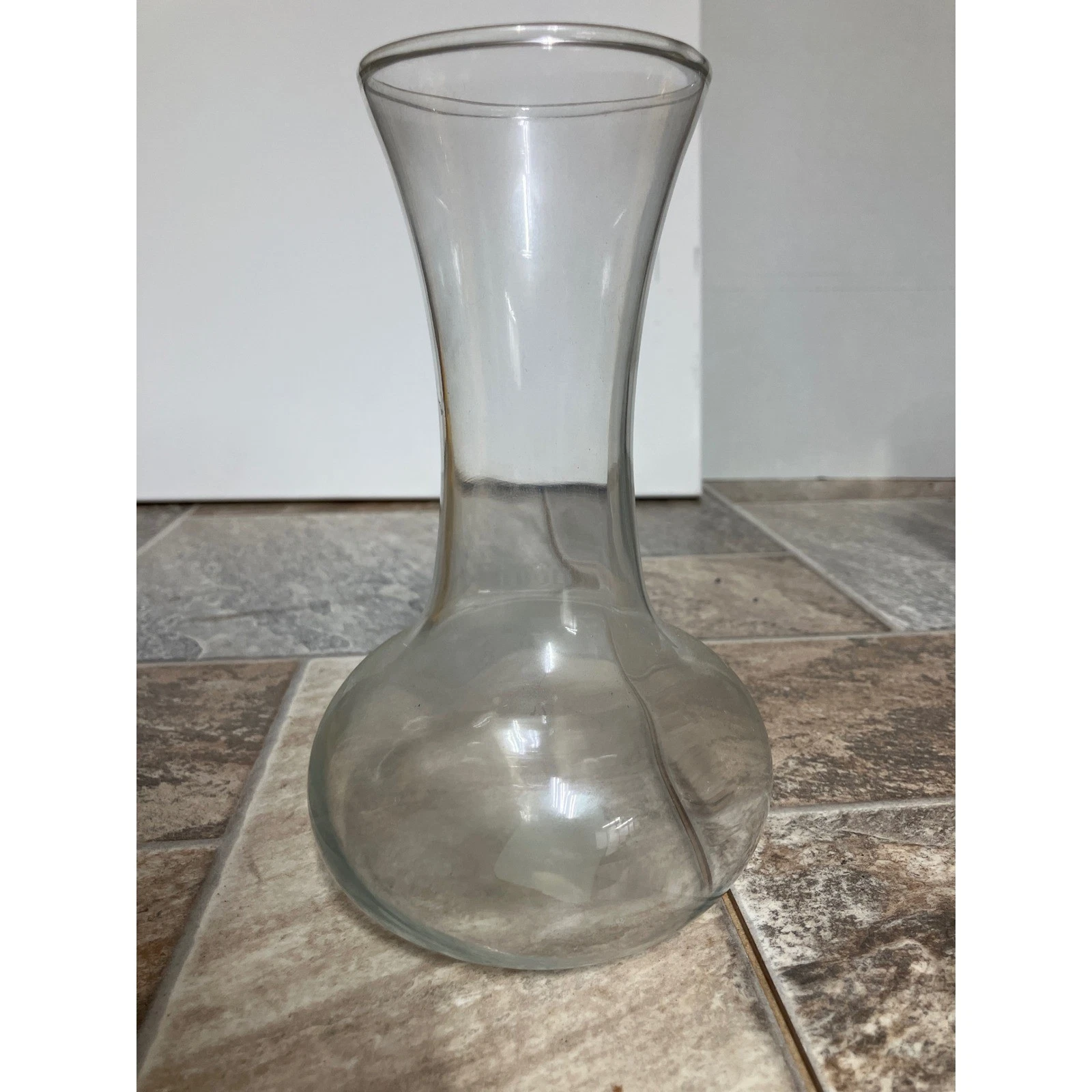Clear Glass Hourglass Vase FlaredRim Bulbous Base 8.5 Inch Home DecorCenterpiece