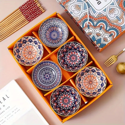6 Keramik Schalen Set Schale Müsli Suppe klein Geschenk Reis Servieren Snacks Party Boho - Bild 18 von 18