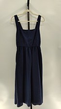 Quince Women 100% European Linen Fit & Flare Midi Dress Deep Navy M
