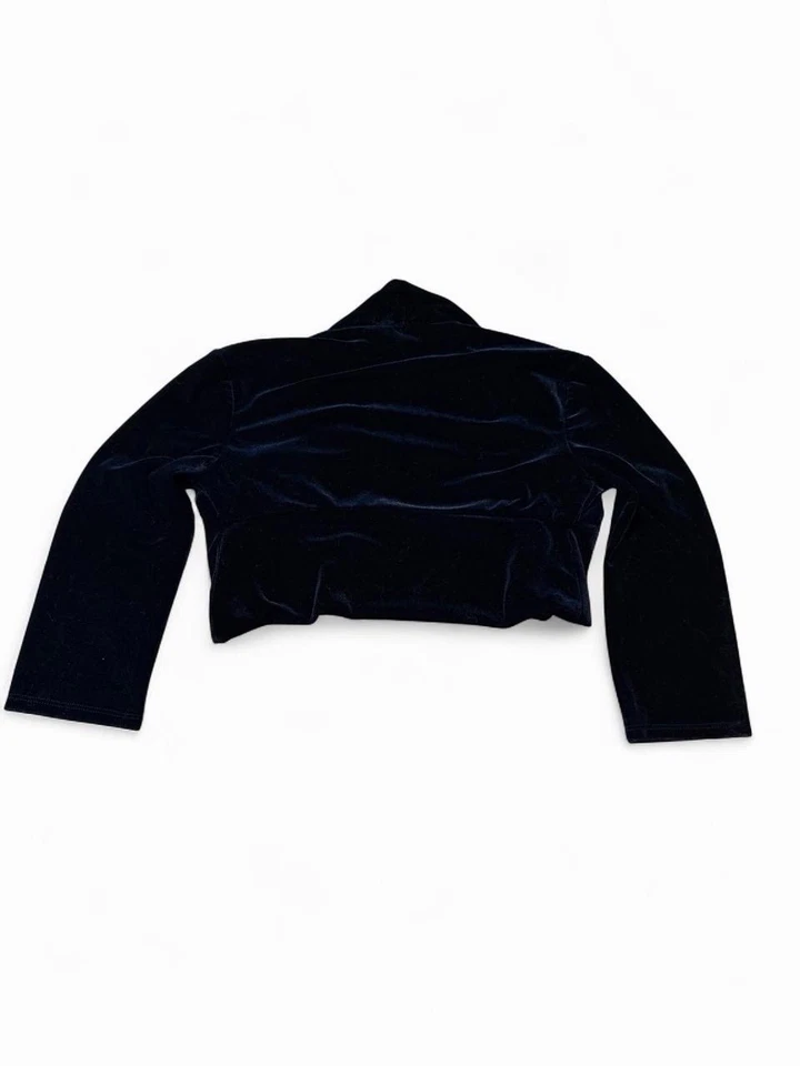 Chaqueta bolero de terciopelo negro IZ Byer Girl - Capa de noche recortada Y2K Foto 3 de 4