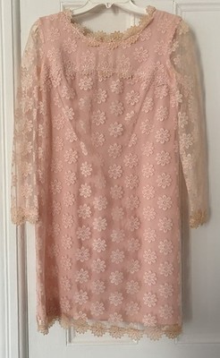 1960s MOD/GOGO PINK LACE SHIFT MINI DRESS SZ S