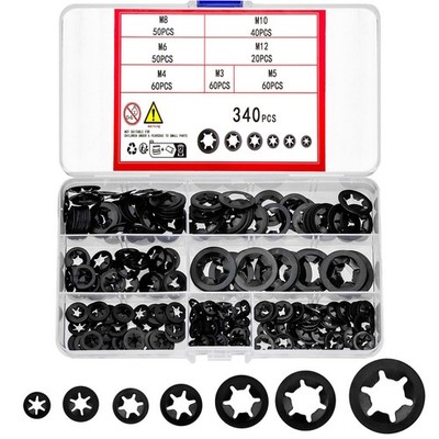 wugongshan 340 Pcs Internal Tooth Starlock Locking Washers, Push On Speed Cli...
