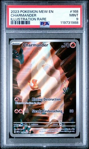 2023 POKEMON MEW EN-151 | ILLUSTRATION RARE #168 CHARMANDER PSA 9