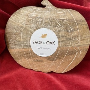 Holiday Sage & Oak Pumpkin Solid Wood Trivet Fall Decor