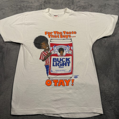 #ad Vintage 90s Collegiate Pacific T Shirt Mens Medium Buck Light Beer For The Taste $34.99