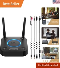 Plug and Play Bluetooth 5.2 Transmitter for TV with Long Range & Dual Headphones