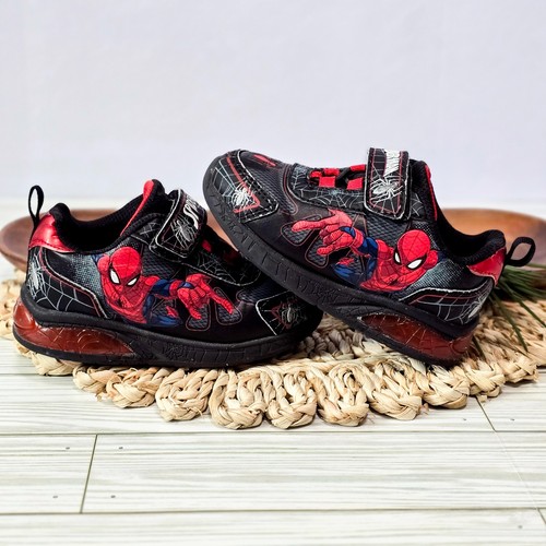 🕷 Youth 8 Spider-Man Light Up Sneakers | Web Slinger Shoes Hook & Loop - Picture 3 of 7
