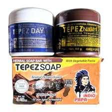 3 PACK! TEPEZ CREMA DE  Day & Night Cream 2oz + Jabon Herbal Soap 125g 