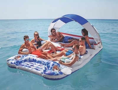 Member's Mark Floating Island With Canopy, 2 Built-in Coolers, 6 Person