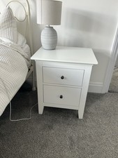 Matching White Bedside Table 2 Drawer Cabinet x2