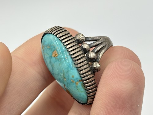 Vintage Navajo Jack Adakai Sterlingsilber Türkis Indianer Ring signiert - Bild 2 von 7
