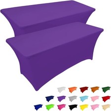 2 Pack 8FT Table Cloth for Rectangular Fitted Events 8 Ft - 2 Pcs Dark Purple