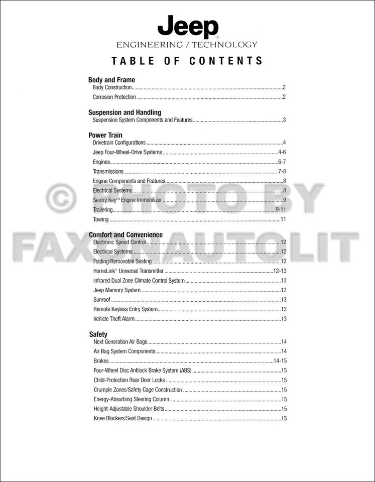 1999 Jeep продаж консультант руководство по продукции дилер альбом - особенности варианты характеристики - Изображение 2 из 4