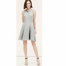 LOFT Soft Gray Ribbed Fit & Flare A-Line Sleeveless Dress Size 8
