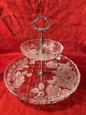 Fifth Avenue Crystal LTD- Napoli, 2 Tier Pastry Server, Frosted Crystal