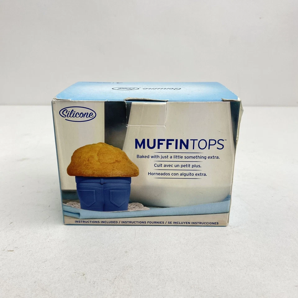 Pantalones de mezclilla azules de silicona para hornear para magdalenas caja de 4 tazas para hornear pequeños magdalenas cupcakes Foto 2 de 4