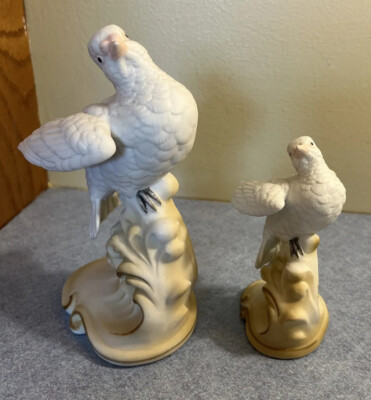 鳩　　17952 Vintage Lefton White Doves Hand Painted Porcelain Bisque Love その他