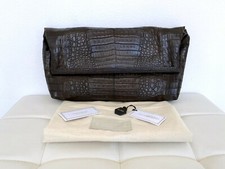 With Tags! Nancy Gonzalez Crocodile Skin Brown Handbag Bag Clutch Women's