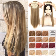 11/17" Clip In Natural Topper Hair Extension Full Head With Bang Fringe Straight