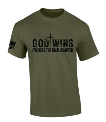 Mens Christian Tshirt God Wins I've Read The Final Chapter Short Sleeve T-shirt