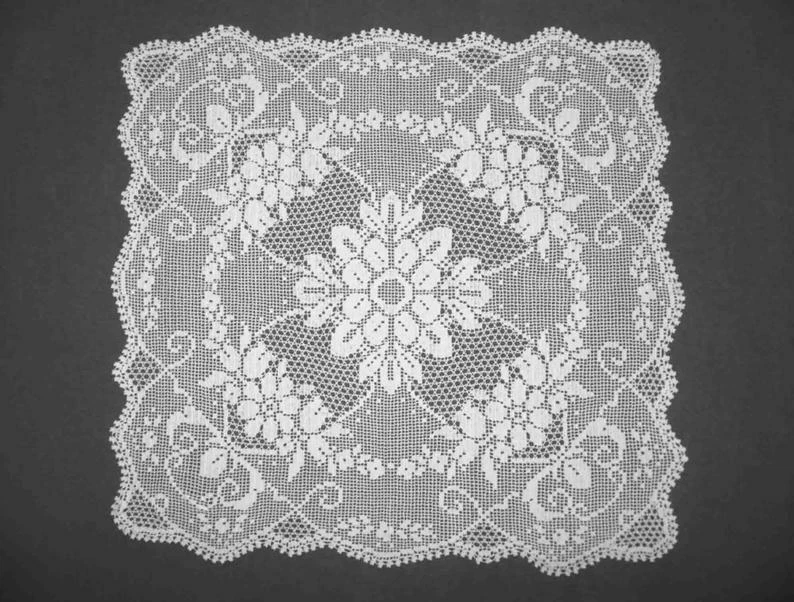 Filet Crochet Pattern, Square Doily Tablecloth Chart Houseware PDF Free Shipping - Image 2 of 4