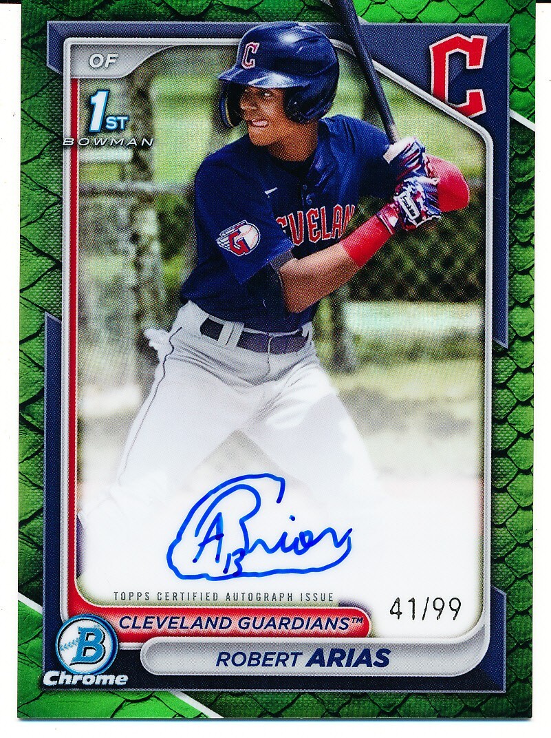 2024 Bowman Chrome 1st Robert Arias Auto /99 Reptilian Green