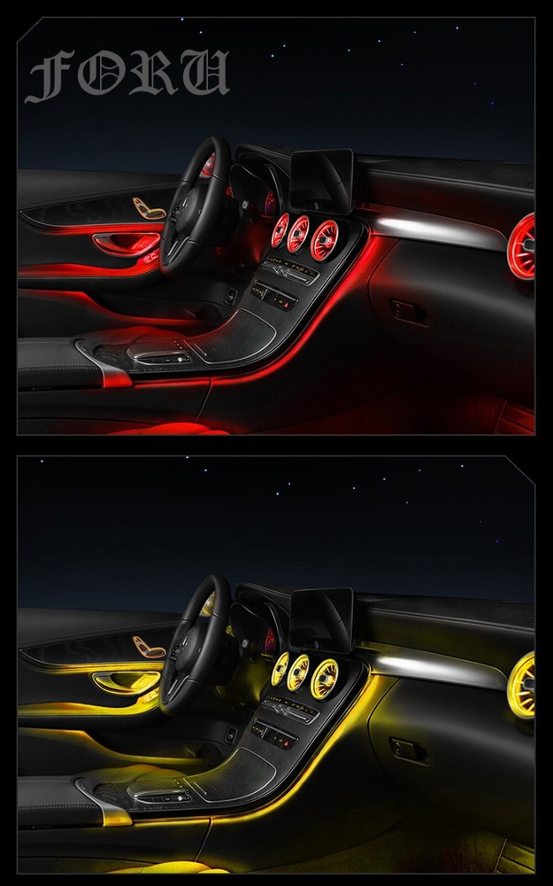 W205 Coupe Air Vent LED Ambient Light Set 64 Colors For Mercedes-Benz C Class