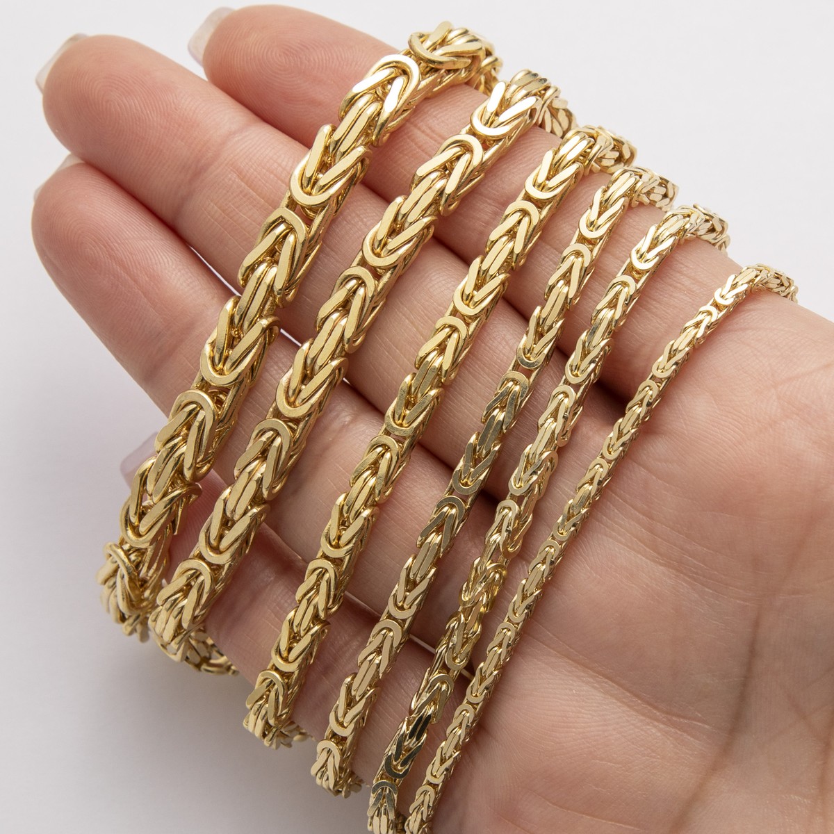 Solid 14K Gold Square Byzantine Link Chain Bracelet Yellow Gold