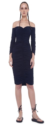 NORMA KAMALI Black Off Shoulder Slinky 