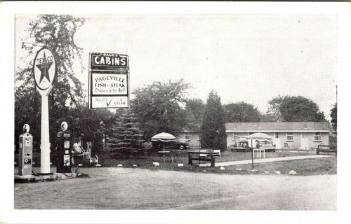FORT NIAGARA, NEW YORK - PAGE'S ROADSIDE MOTEL & CABINS - TEXACO GAS - POSTCARD - 第 1/2 張圖片