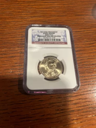 2007 D John Adams Presidential Dollar NGC Brilliant Uncirculated $1