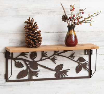 Western Rustic Forest Woodlands Pinecones Metal Cutout Wall