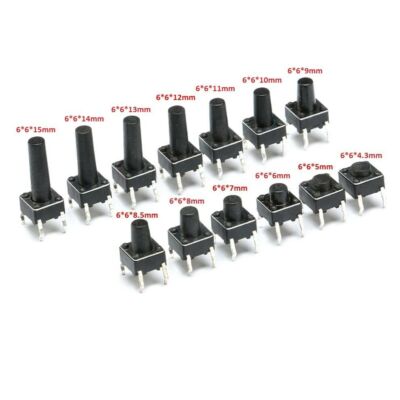 Momentary Tactile Push Button Switch 6*6*(4.3-15mm) Mini Micro Small PCB Mounted