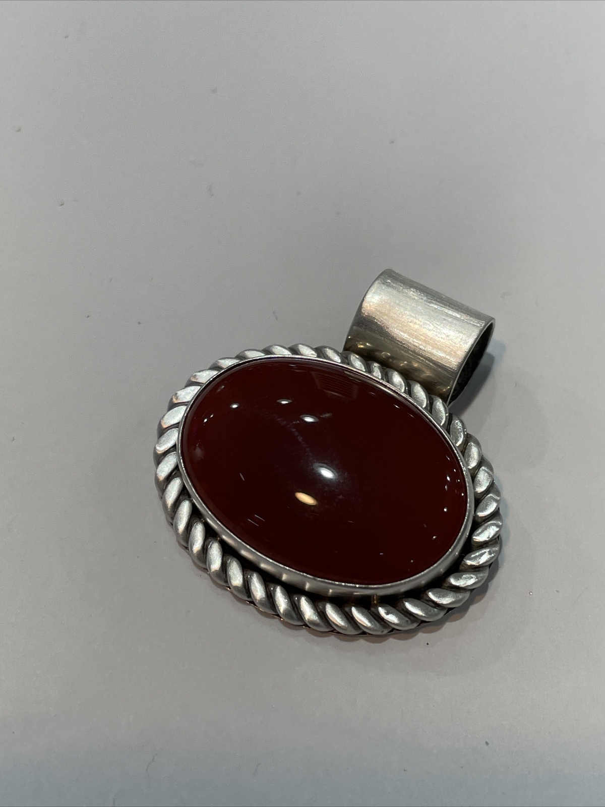 JG Signed 925 Solid Sterling Silver Carnelian Pen… - image 1